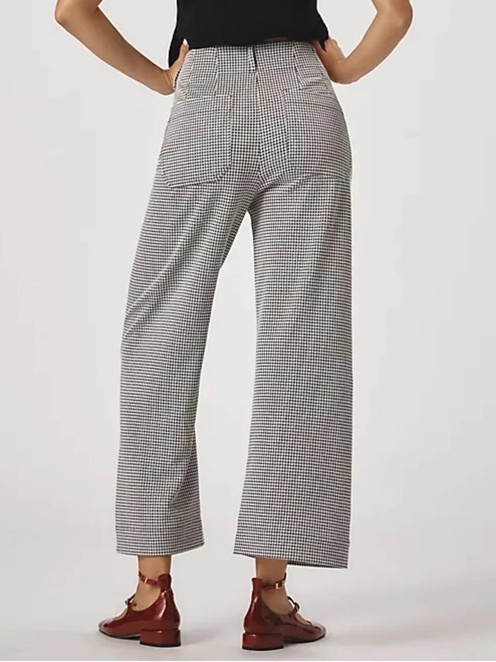 Anthropologie Maeve Colette Houndstooth Wide Leg Crop Pants 32